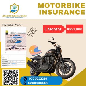 One Month MotorCycle Boda TPO Insurance